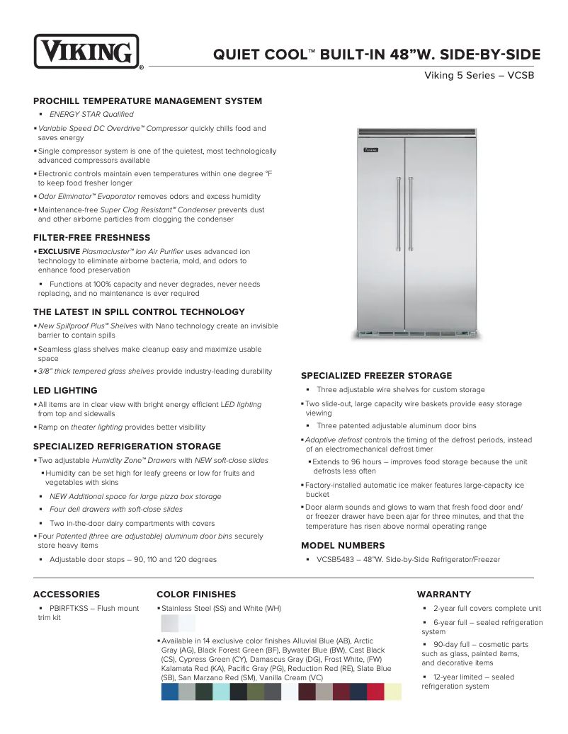 First page image of the manual for VCSB5483CS