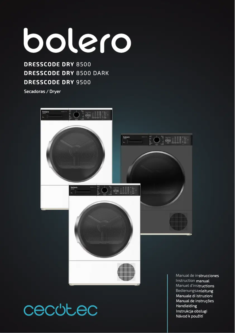Page 1 de la notice Manuel utilisateur Cecotec Bolero DressCode Dry 8500 Dark