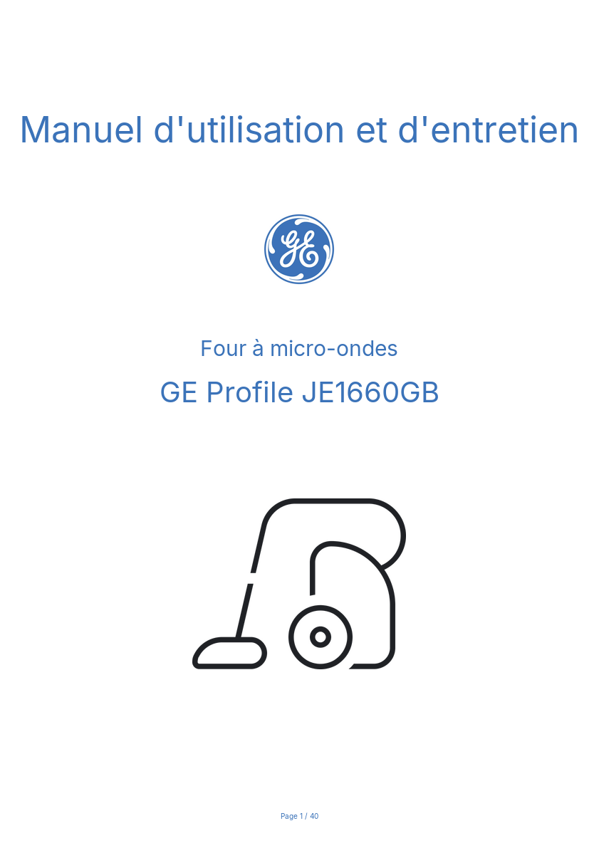 Image de la première page du manuel de l'appareil Profile JE1660GB