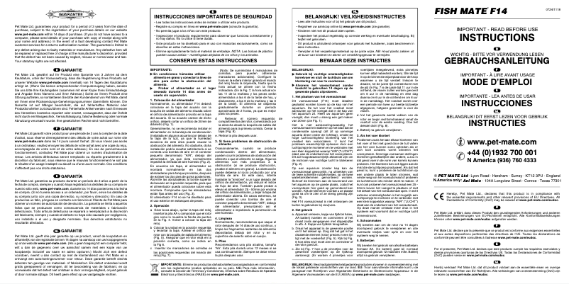 Page 1 de la notice Manuel utilisateur Closer Pets Fish Mate 207N