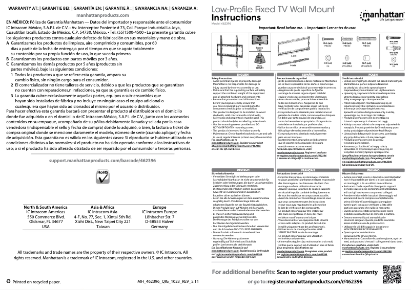 Page 1 de la notice Manuel utilisateur Manhattan 462396
