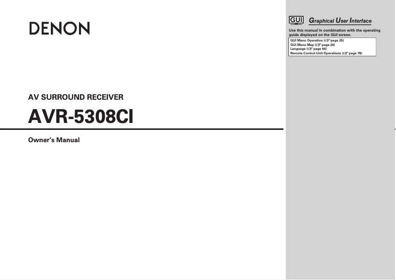 Page 1 de la notice Manuel utilisateur Denon AVR-5308CI