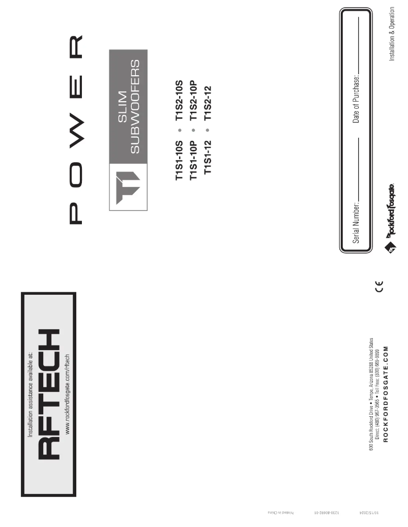 Page 1 de la notice Manuel utilisateur Rockford Fosgate Power T1S2-12