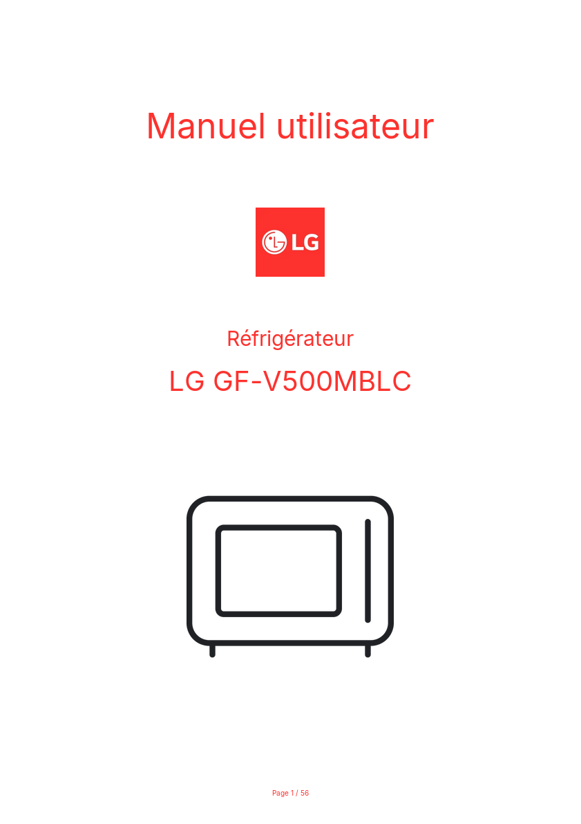 Image de la première page du manuel de l'appareil GF-V500MBLC