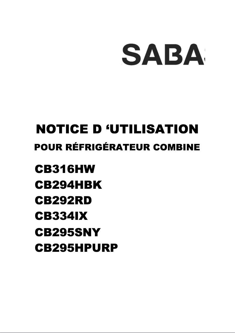 Page n°1 - Manuel utilisateur Saba CB295HPURP