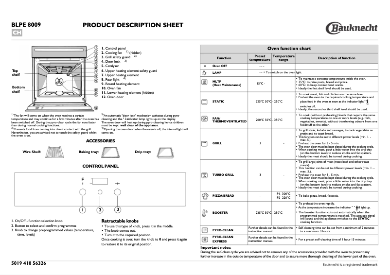 Page n°1 - Manuel utilisateur Bauknecht BLPE 8009