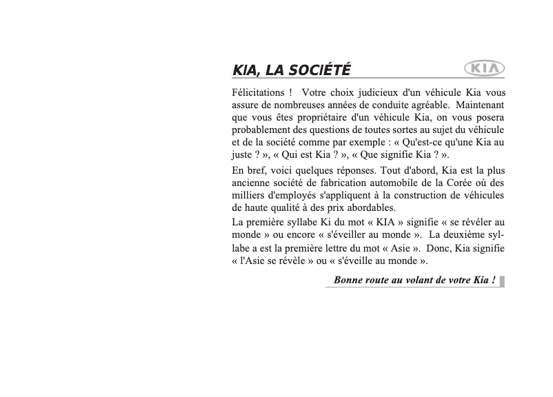 Page 1 de la notice Manuel utilisateur Kia Sportage (2010)