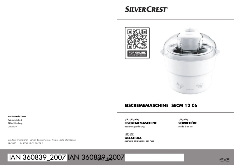 Page n°1 - Manuel utilisateur SilverCrest SECM 12 C6