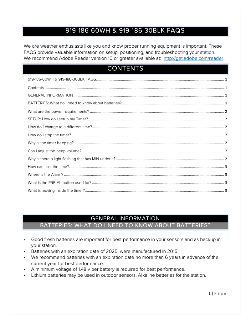 Page n°1 - FAQ La Crosse Technology 919-186-30BK