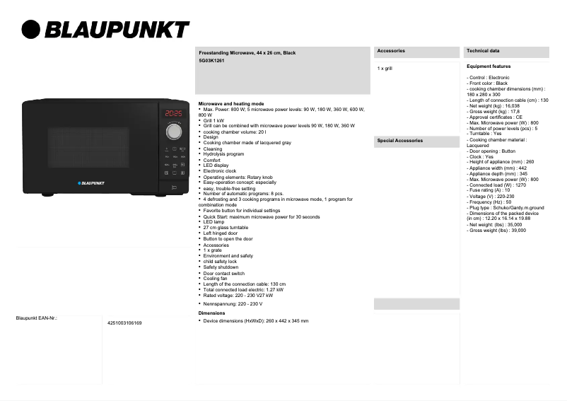 Image de la première page du manuel de l'appareil 5G03K1261