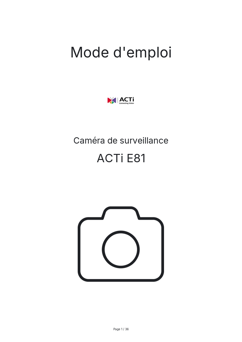 Page n°1 - Mode d'emploi ACTi E81