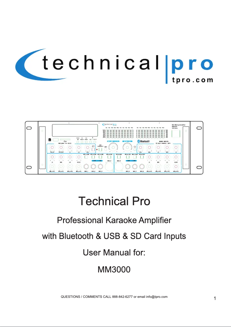 Página 1 del manual Manual de usuario Technical Pro MM3000