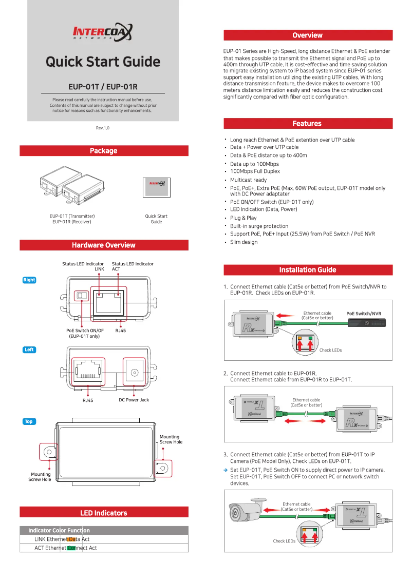 Page n°1 - Guide de démarrage rapide Lorex EUP-01
