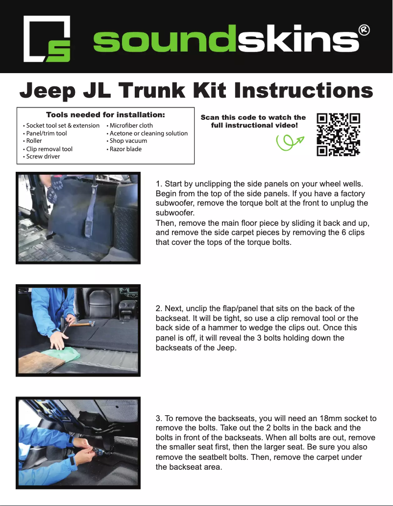 Page n°1 - Manuel utilisateur Soundskins SSK-WJLTRUNK