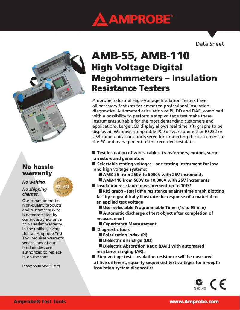 Page 1 de la notice Fiche technique Amprobe AMB-110