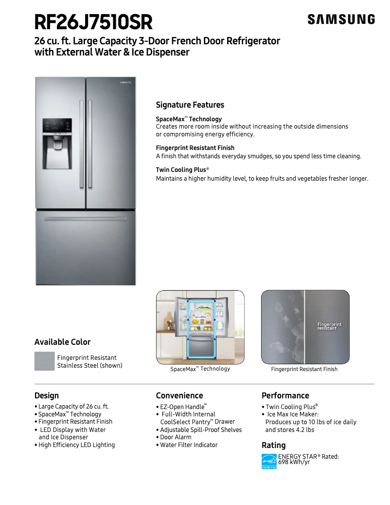 Image de la première page du manuel de l'appareil RF26J7510SR