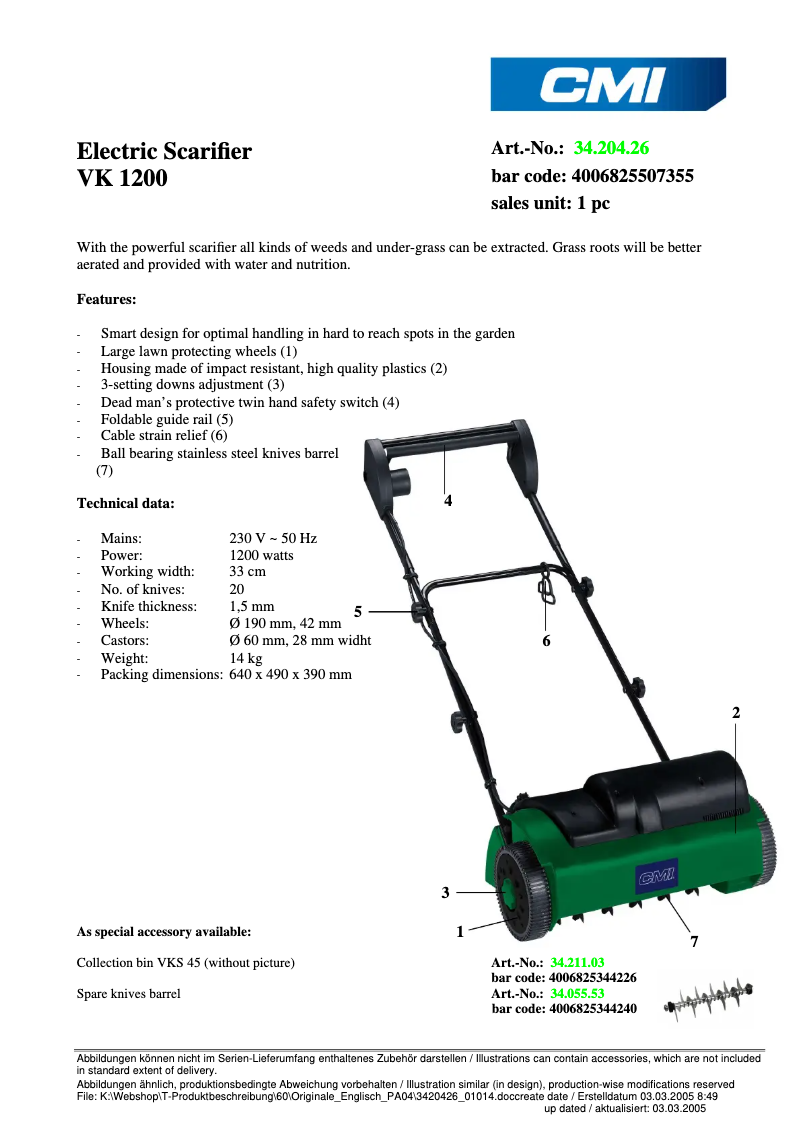 Image de la première page du manuel de l'appareil VK 1200
