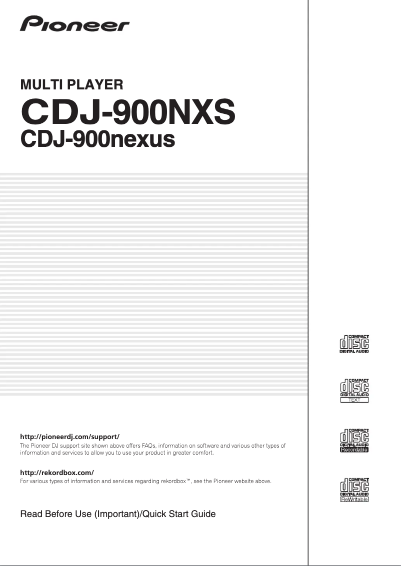 Image de la première page du manuel de l'appareil CDJ-900NXS