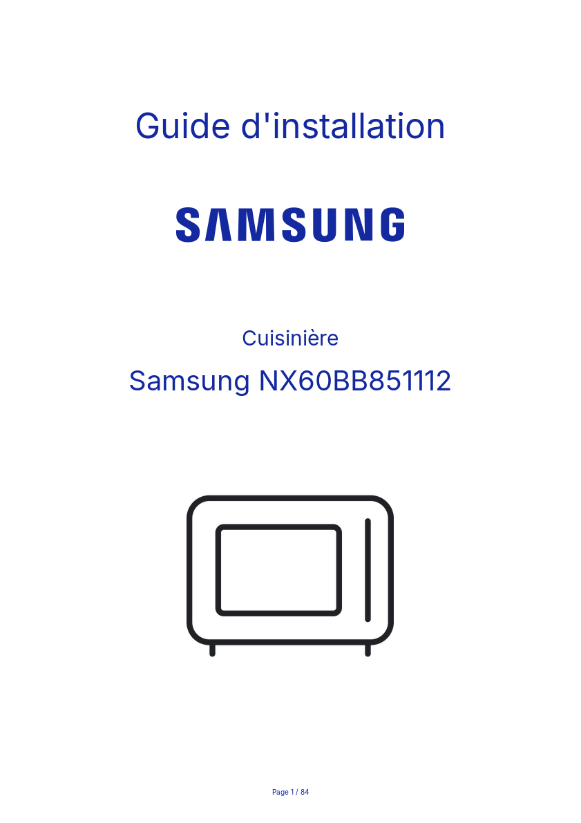 Page n°1 - Guide d'installation Samsung NX60BB851112
