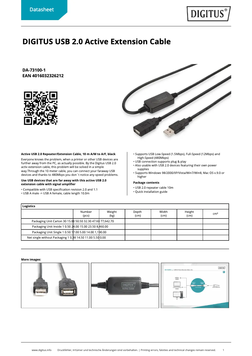 Page n°1 - Fiche technique Digitus DA-73100-1