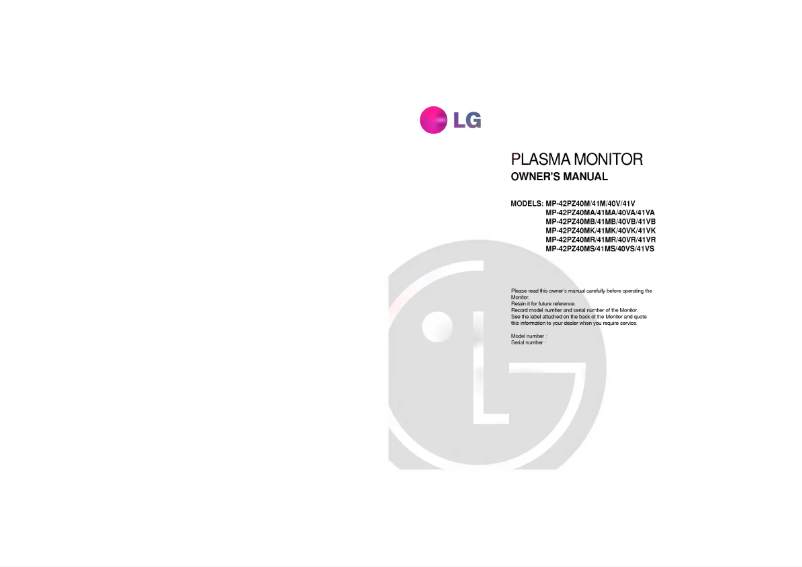 Page 1 of the manual User Manual LG MP-42PZ41M