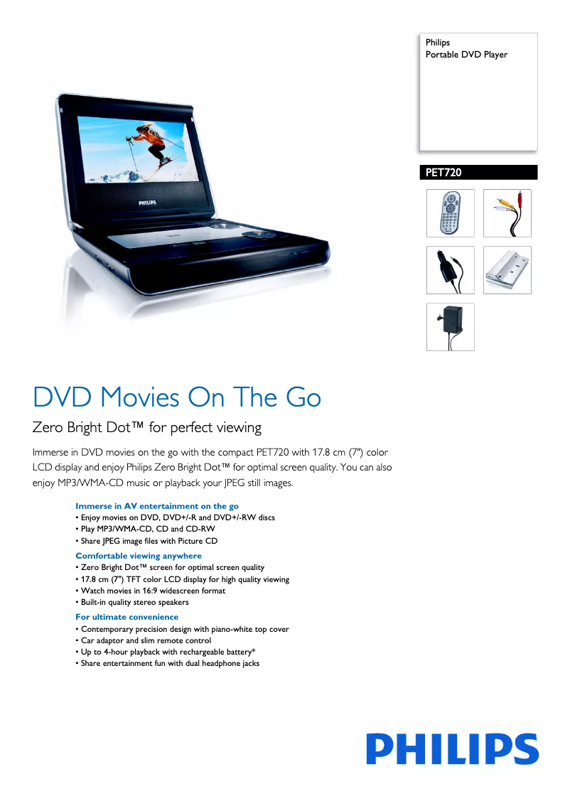 Page 1 of the manual Brochure Philips PET720