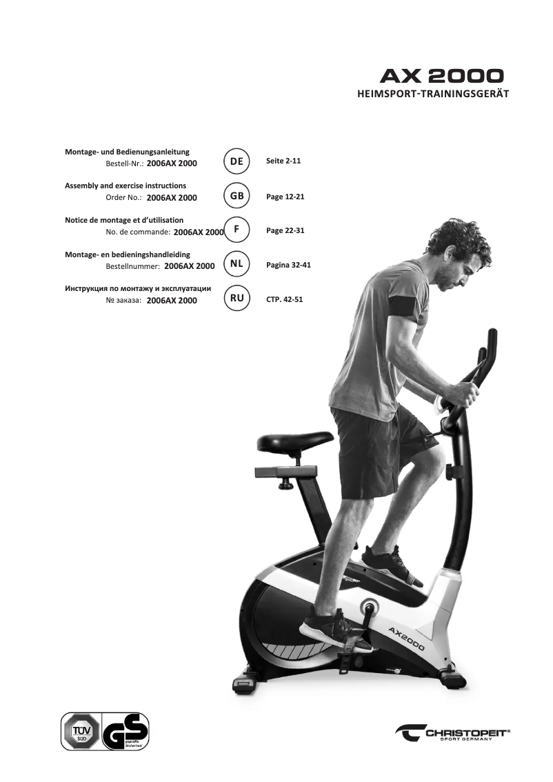 Page n°1 - Manuel utilisateur Christopeit AX 2000