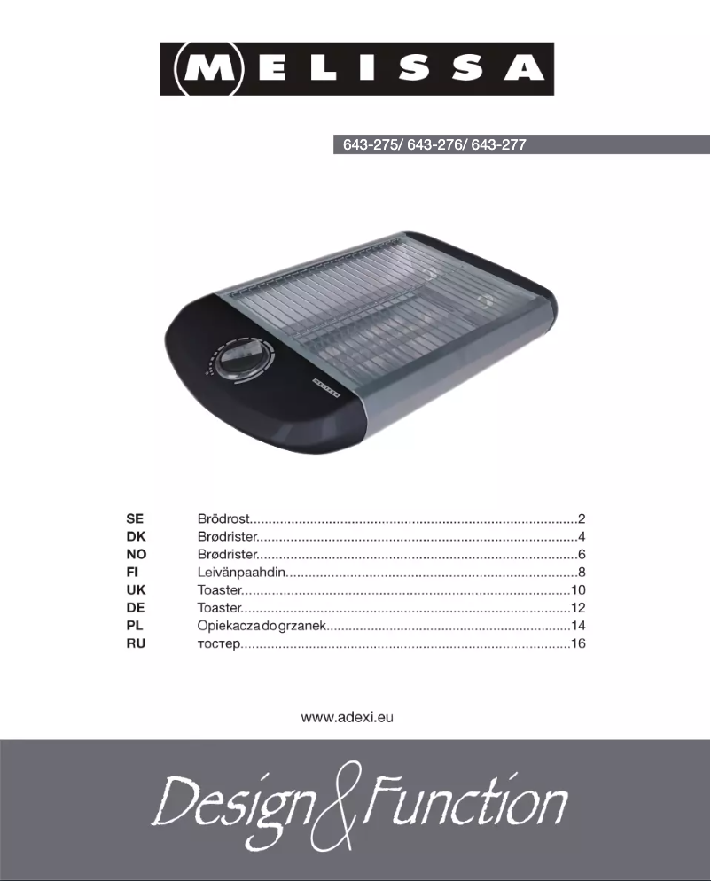 Page 1 de la notice Manuel utilisateur Melissa 643-277