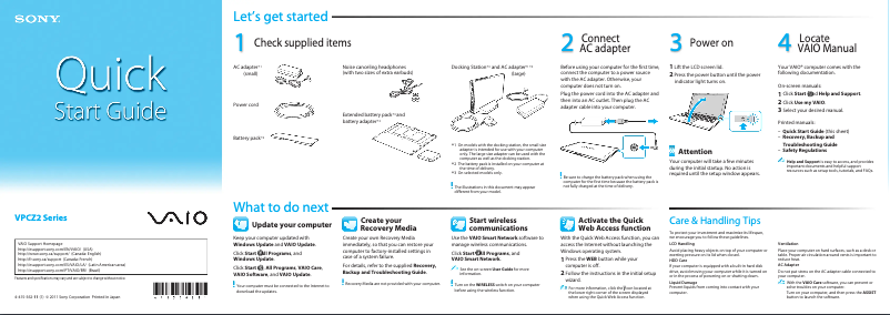 Imagen de la primera página del manual del dispositivo Vaio VPCZ2390X