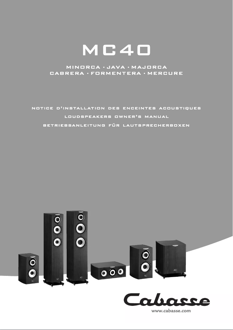 Page n°1 - Manuel utilisateur Cabasse Formentera MC40