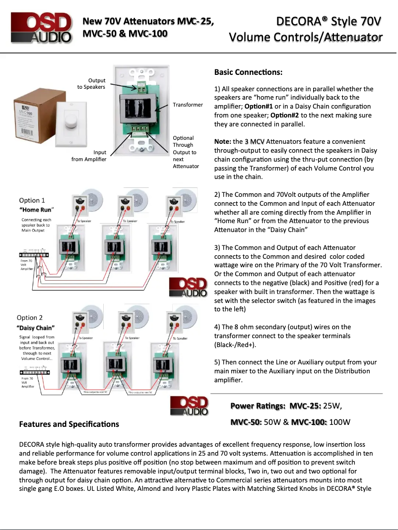Page n°1 - Manuel utilisateur OSD Audio MVC-25