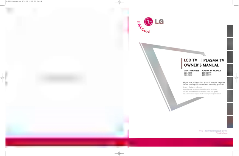 Page 1 de la notice Manuel utilisateur LG 32HIZ20