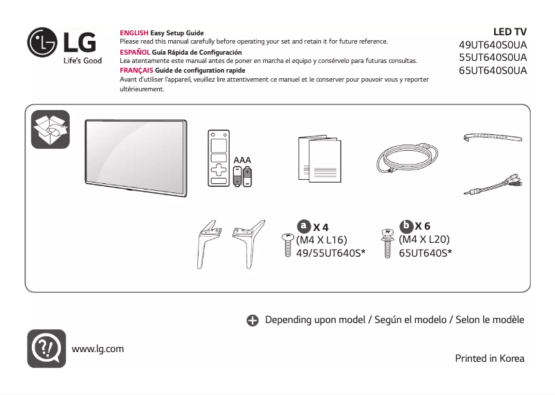 Page 1 de la notice Manuel utilisateur LG 65UT640S0UA