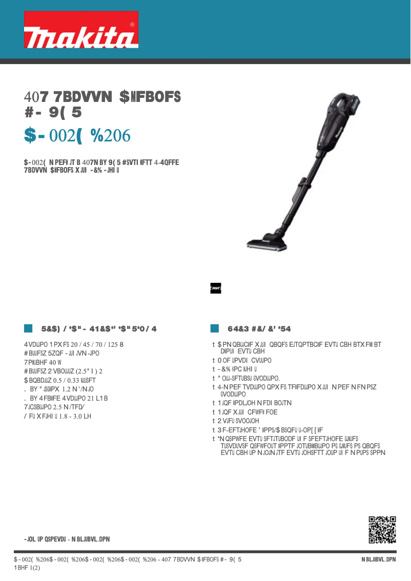 Page n°1 - Fiche technique Makita CL002GD206