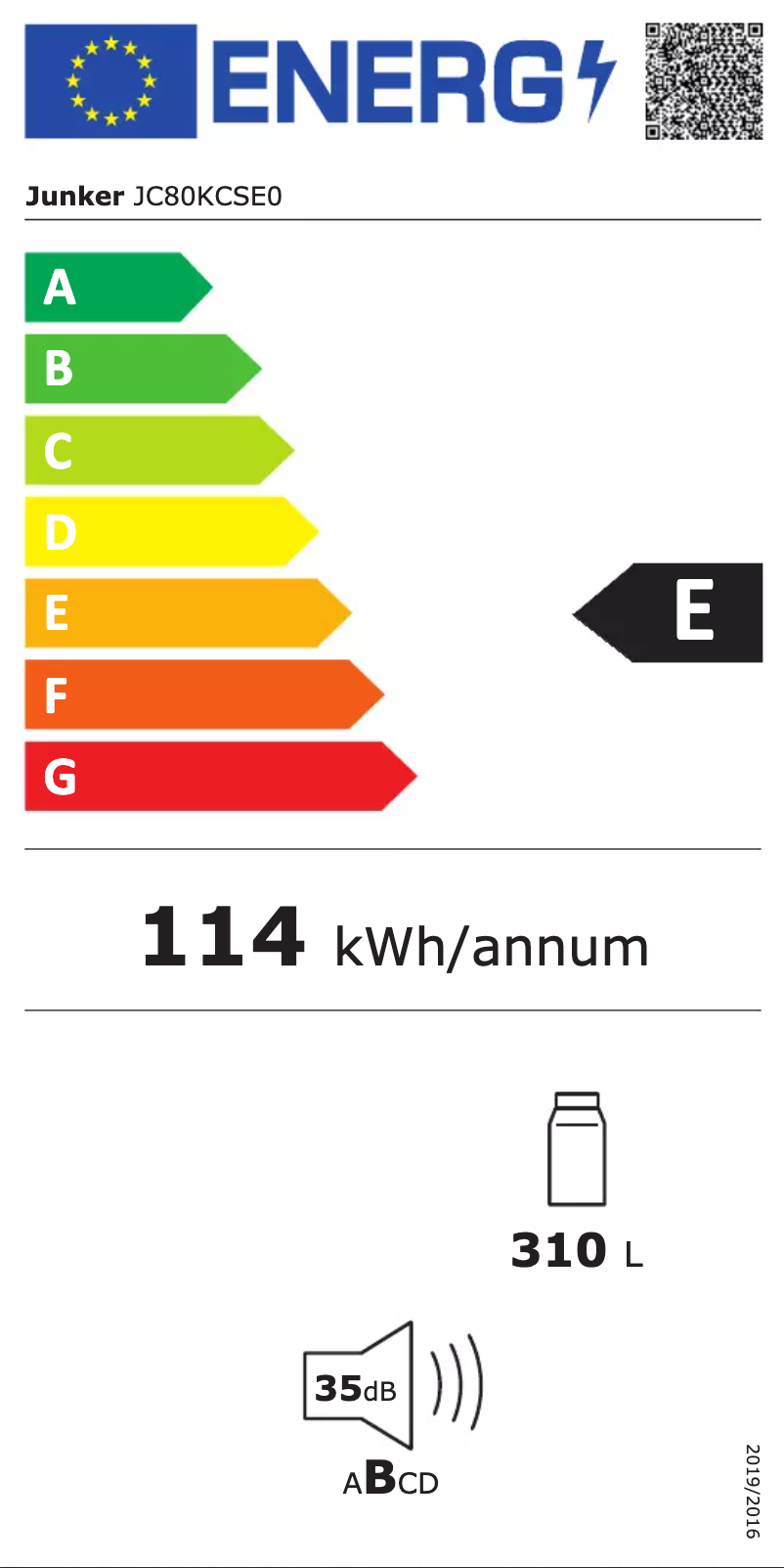 Page n°1 - Label énergétique Junker JC80KCSE0