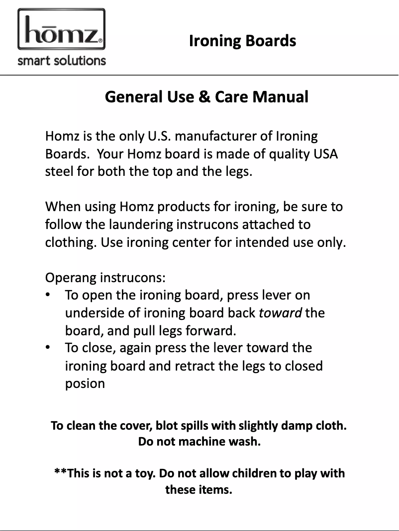 Page 1 de la notice Manuel utilisateur Homz Anywhere