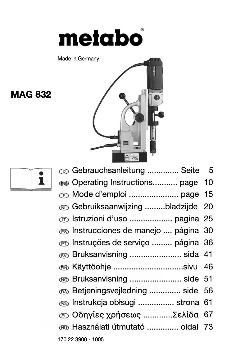 Página 1 del manual Manual de usuario Metabo MAG 832