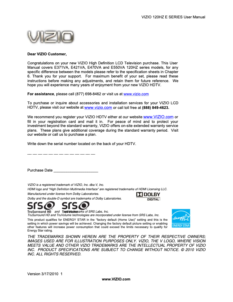 Image de la première page du manuel de l'appareil E421VA