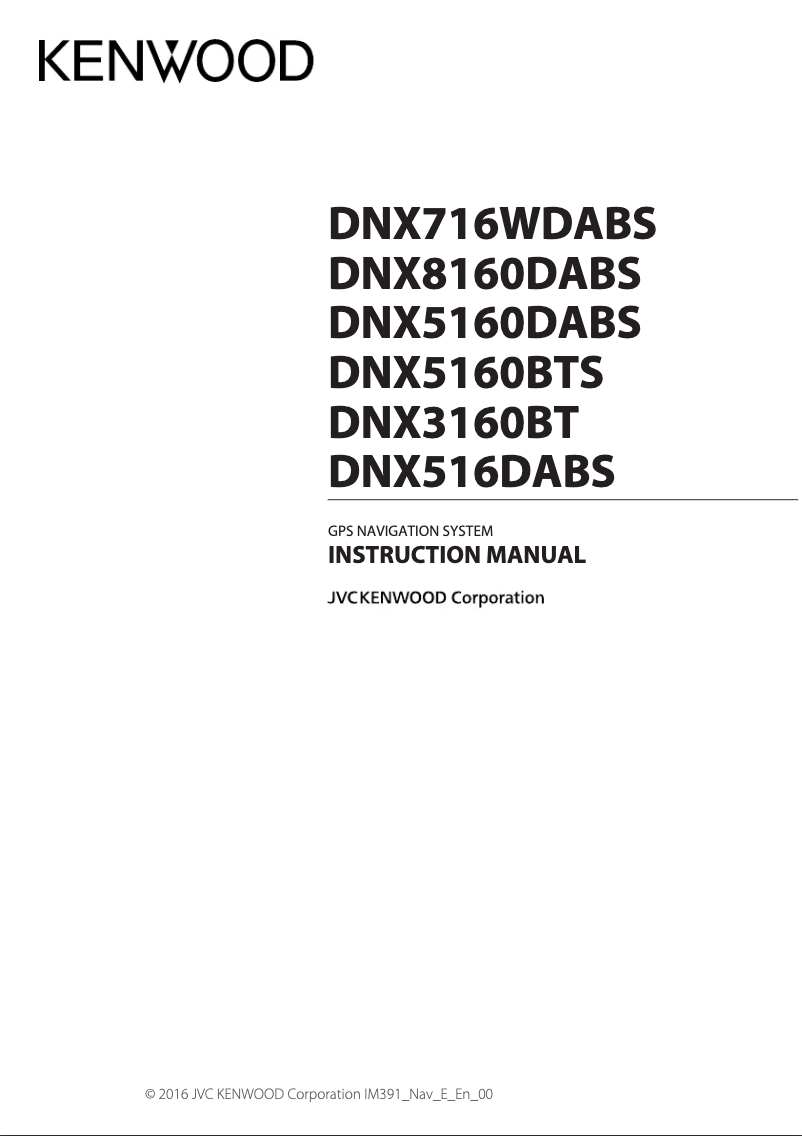 Page n°1 - Manuel utilisateur Kenwood DNX8160DABS