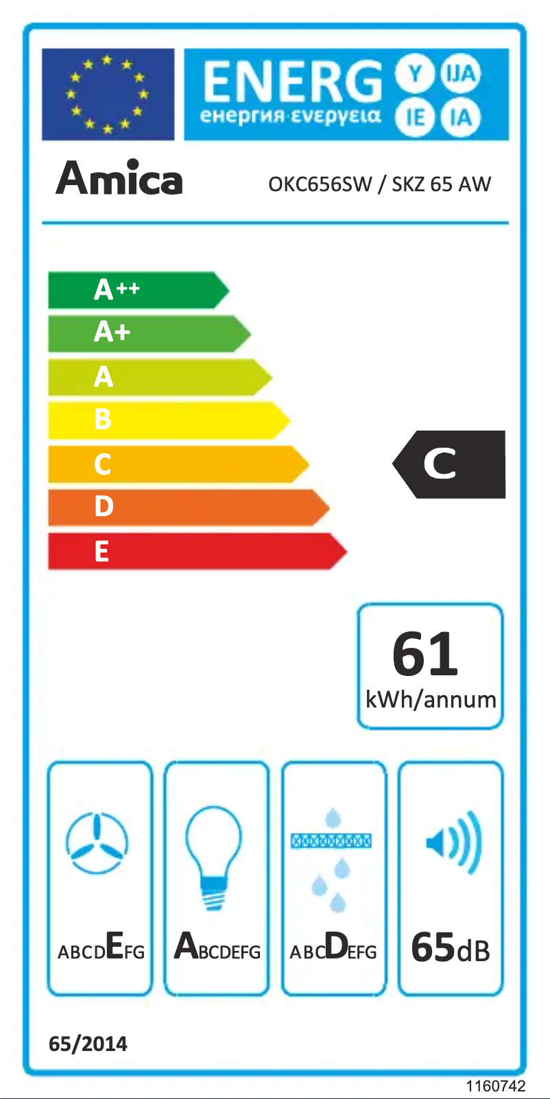 Page n°1 - Label énergétique Amica OKC656SW