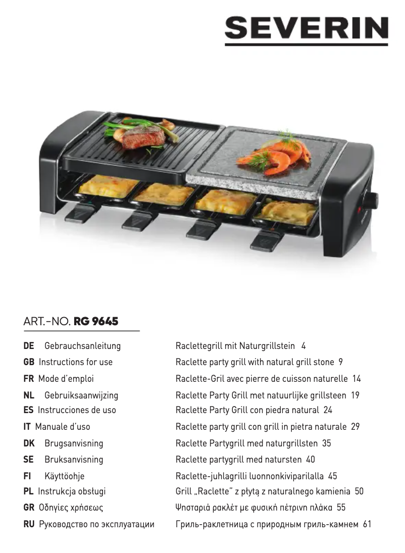 Page 1 de la notice Manuel utilisateur Severin RG 9645