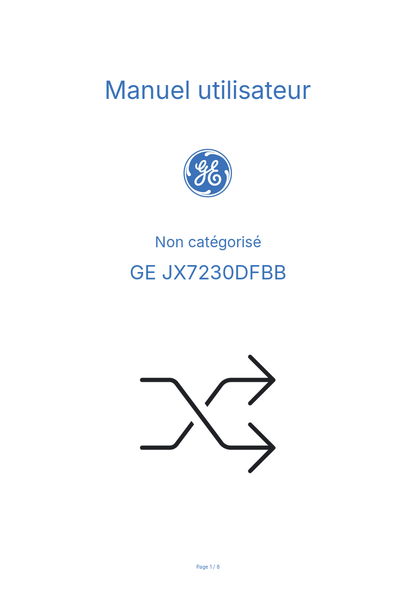 Image de la première page du manuel de l'appareil JX7230DFBB