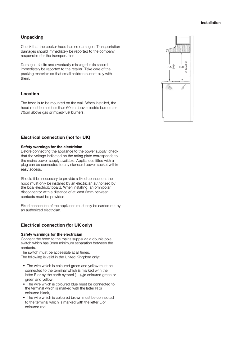 Page 1 de la notice Guide d'installation Electrolux EFP9520X
