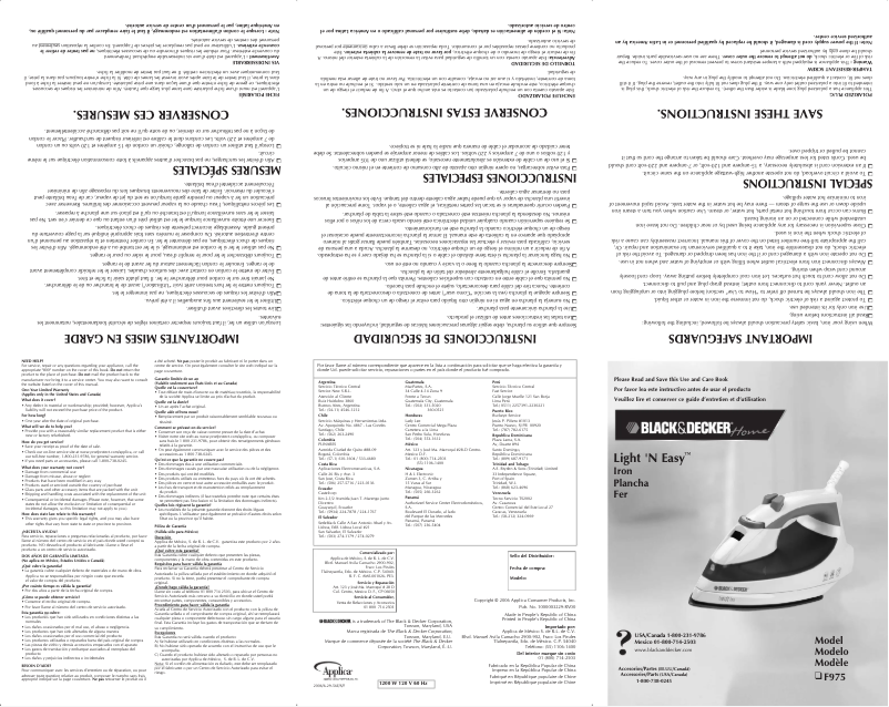 Page n°1 - Manuel utilisateur Black & Decker F975