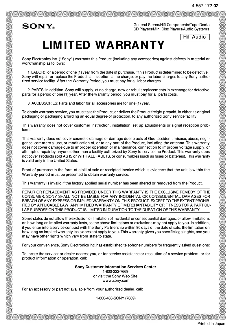 Page 1 de la notice Manuel utilisateur Sony CDP-C745
