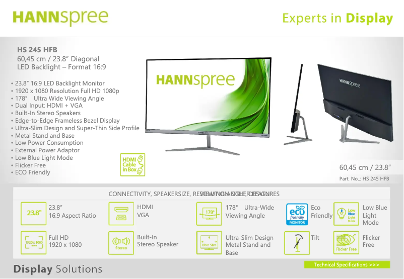 Page 1 de la notice Label énergétique Hannspree HS 245 HFB