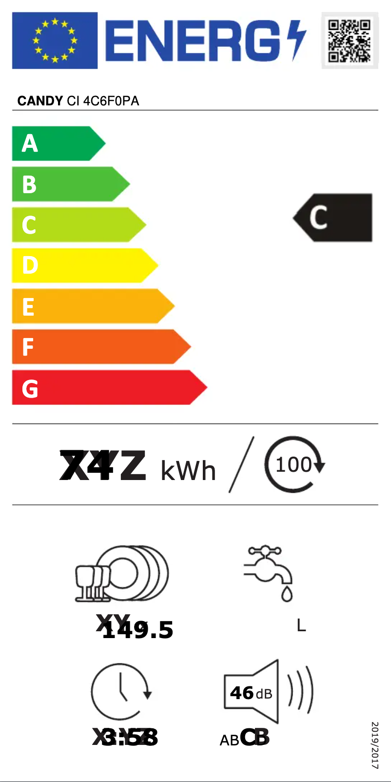 Page n°1 - Label énergétique Candy CI 4C6F0PA