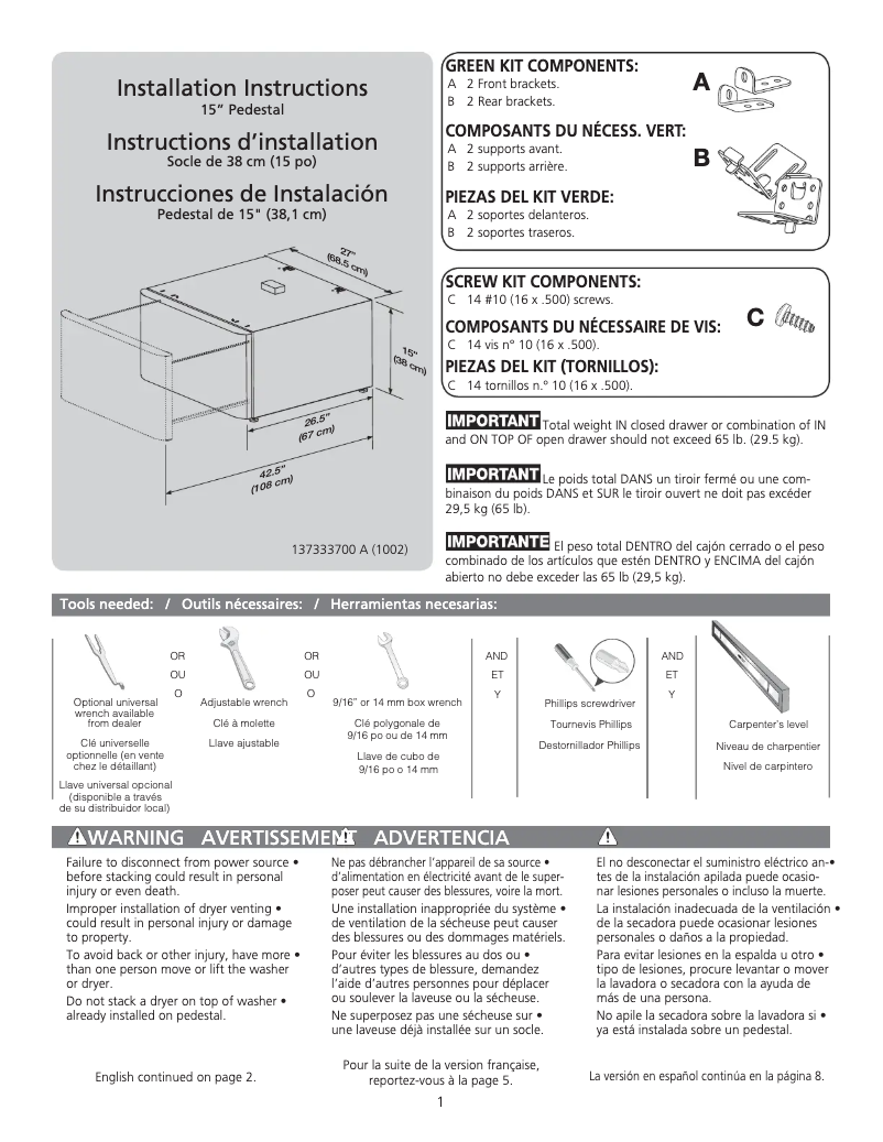 Image de la première page du manuel de l'appareil CFPWD15A