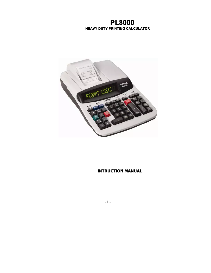 Page n°1 - Manuel utilisateur Victor Technology PL8000