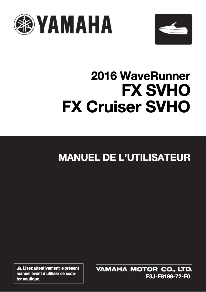 Page n°1 - Manuel utilisateur Yamaha WaveRunner FX SVHO (2016)
